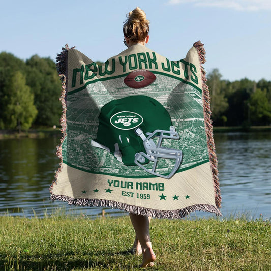 New York Jets Premium New Woven Throw Blanket AZTNWVB000062
