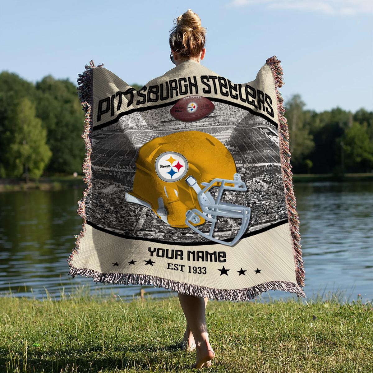 Pittsburgh Steelers Premium New Woven Throw Blanket AZTNWVB000063