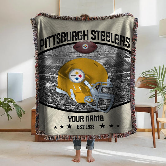 Pittsburgh Steelers Premium New Woven Throw Blanket AZTNWVB000063