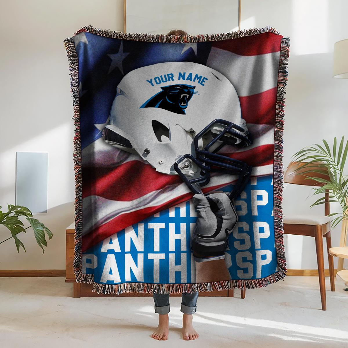 Carolina Panthers Premium New Woven Throw Blanket AZTNWVB000099