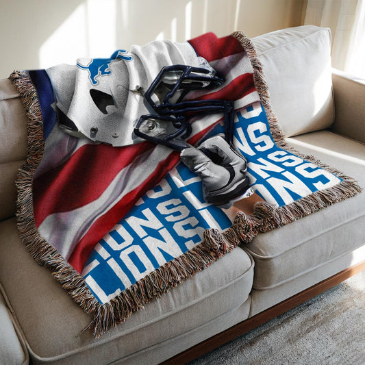 Detroit Lions Premium New Woven Throw Blanket AZTNWVB000102