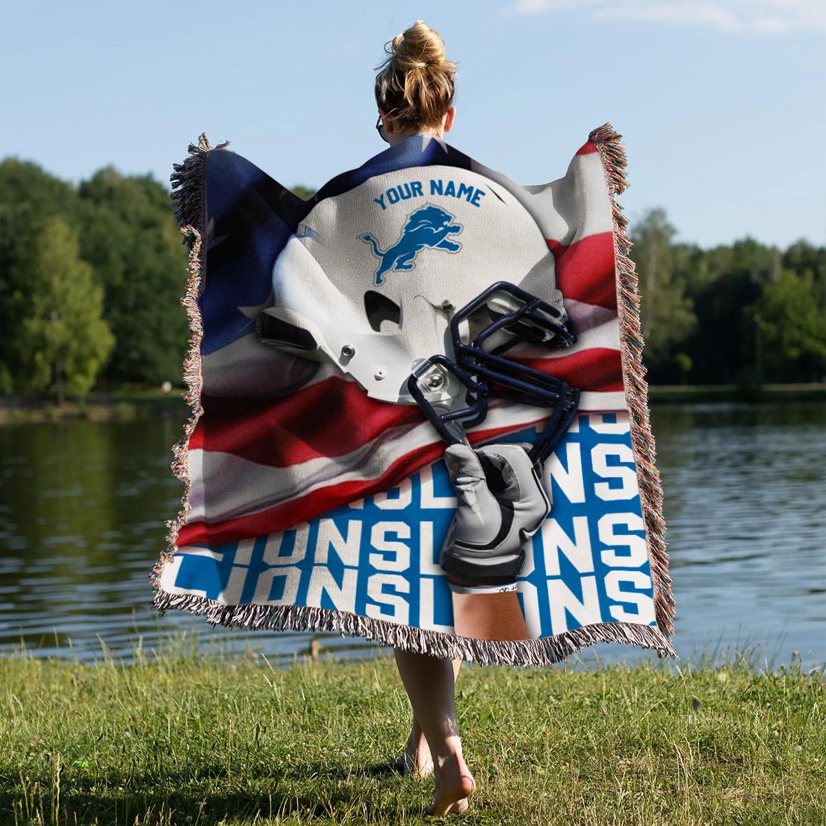 Detroit Lions Premium New Woven Throw Blanket AZTNWVB000102