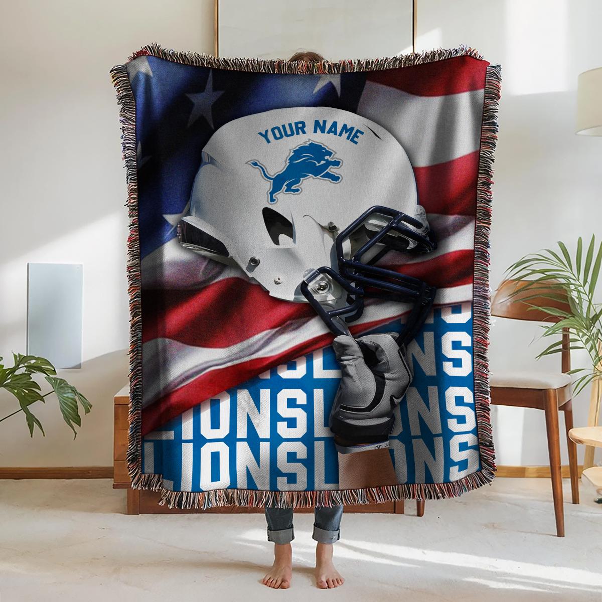 Detroit Lions Premium New Woven Throw Blanket AZTNWVB000102