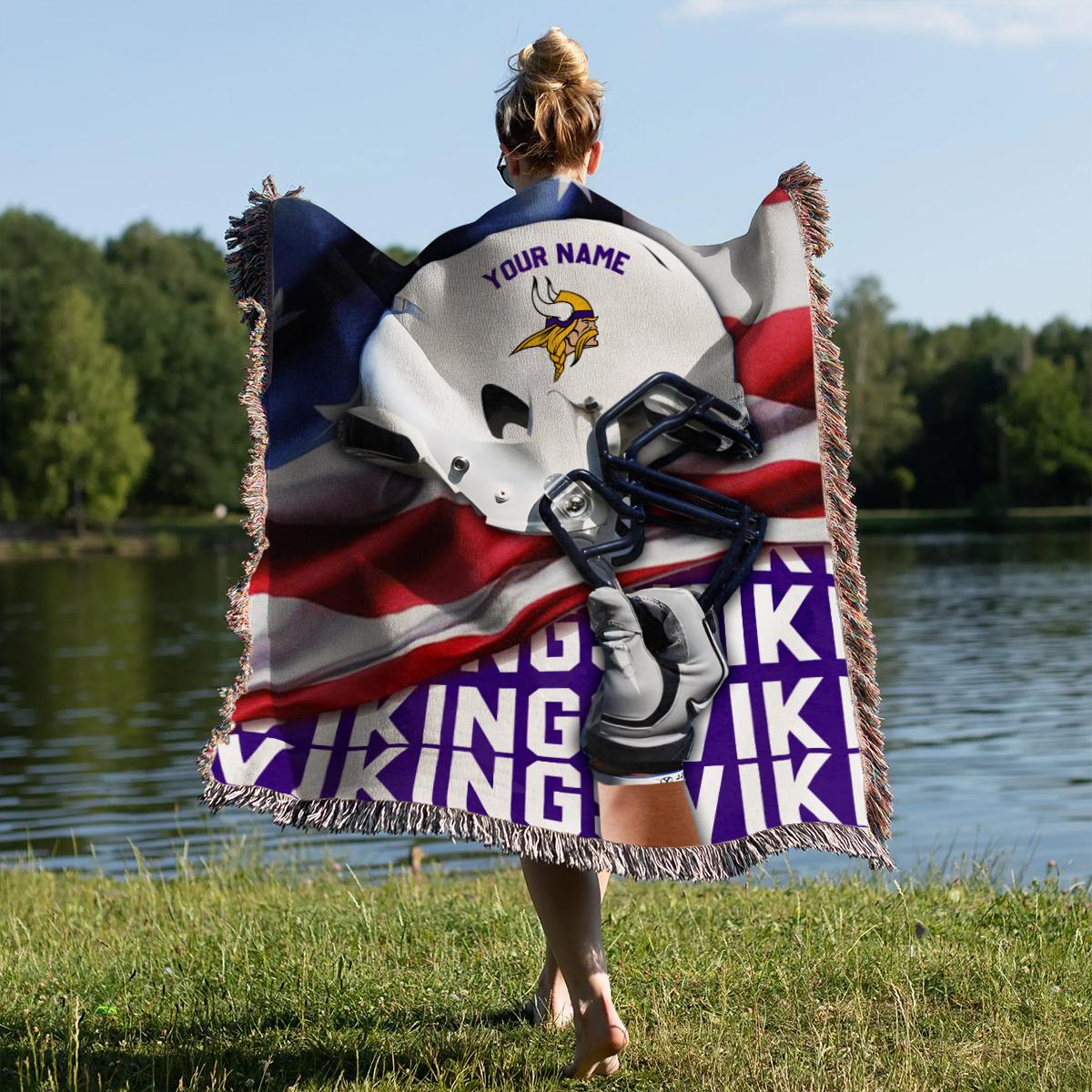 Minnesota Vikings Premium New Woven Throw Blanket AZTNWVB000105