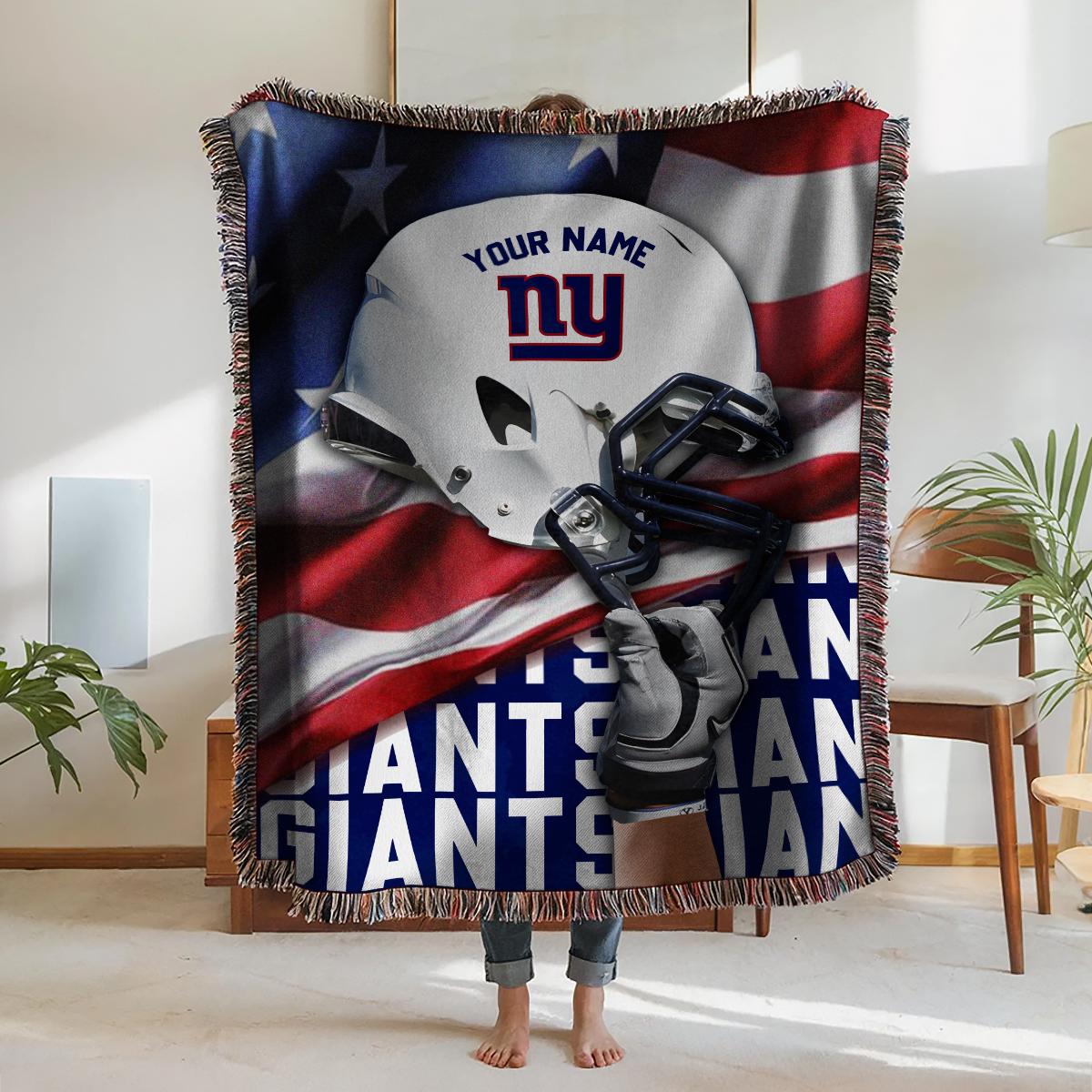 New York Giants Premium New Woven Throw Blanket AZTNWVB000107