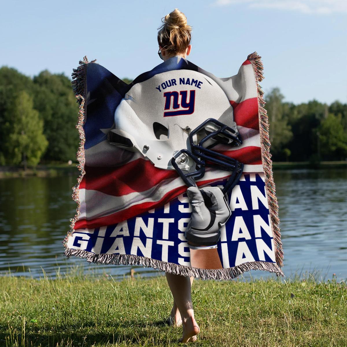 New York Giants Premium New Woven Throw Blanket AZTNWVB000107
