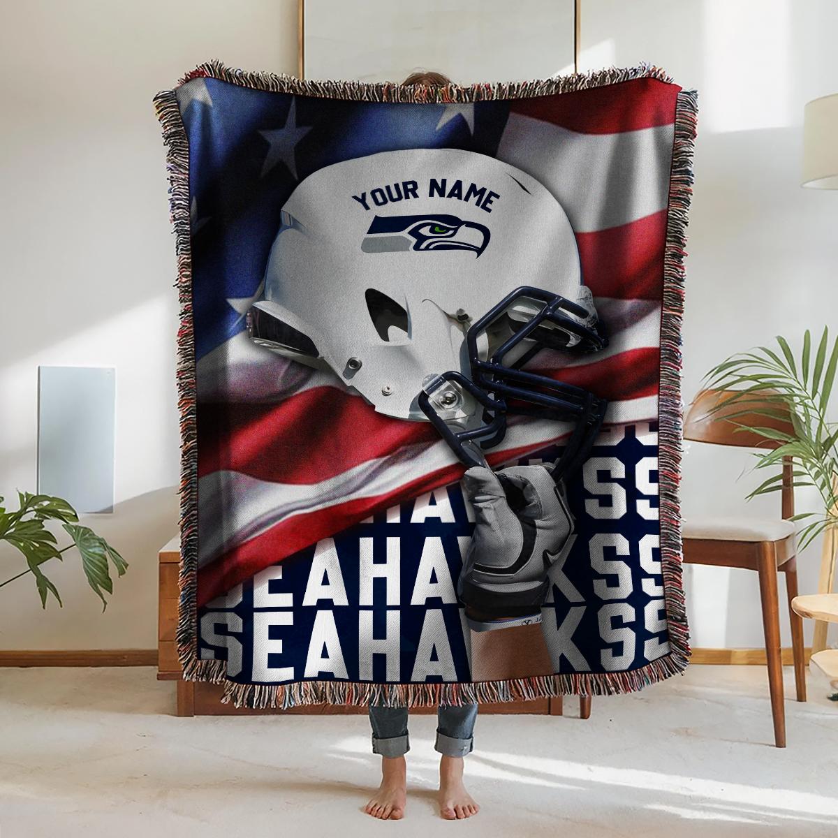 Seattle Seahawks Premium New Woven Throw Blanket AZTNWVB000110