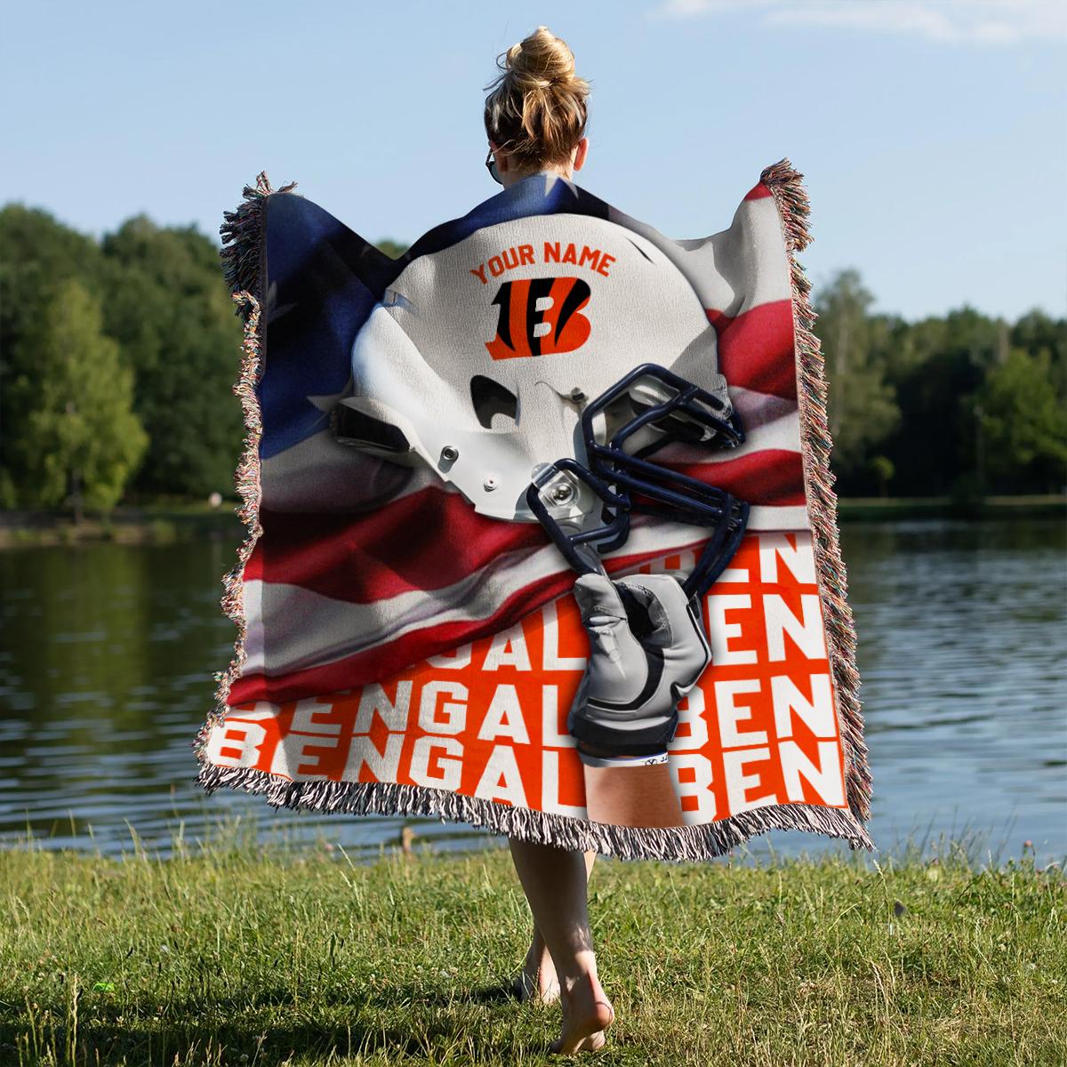 Cincinnati Bengals Premium New Woven Throw Blanket AZTNWVB000115