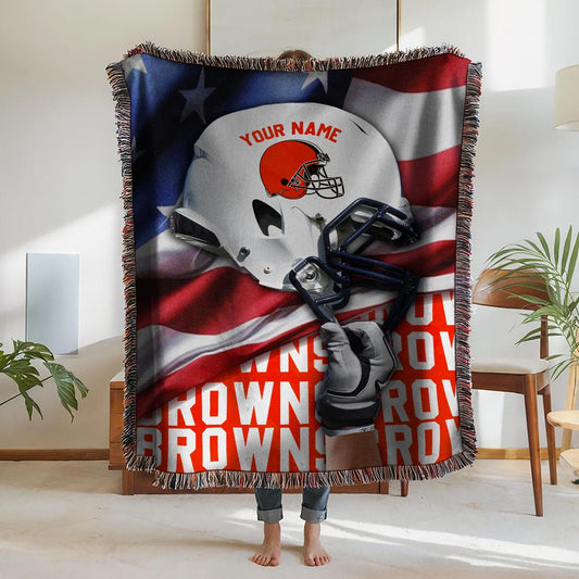 Cleveland Browns Premium New Woven Throw Blanket AZTNWVB000116