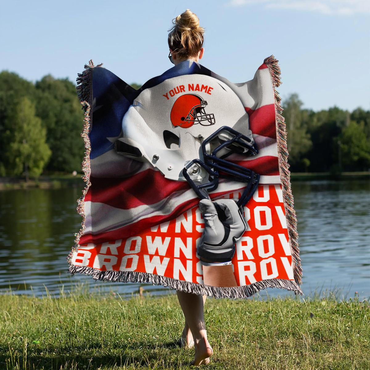 Cleveland Browns Premium New Woven Throw Blanket AZTNWVB000116