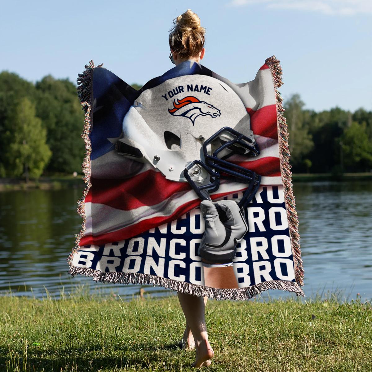 Denver Broncos Premium New Woven Throw Blanket AZTNWVB000117