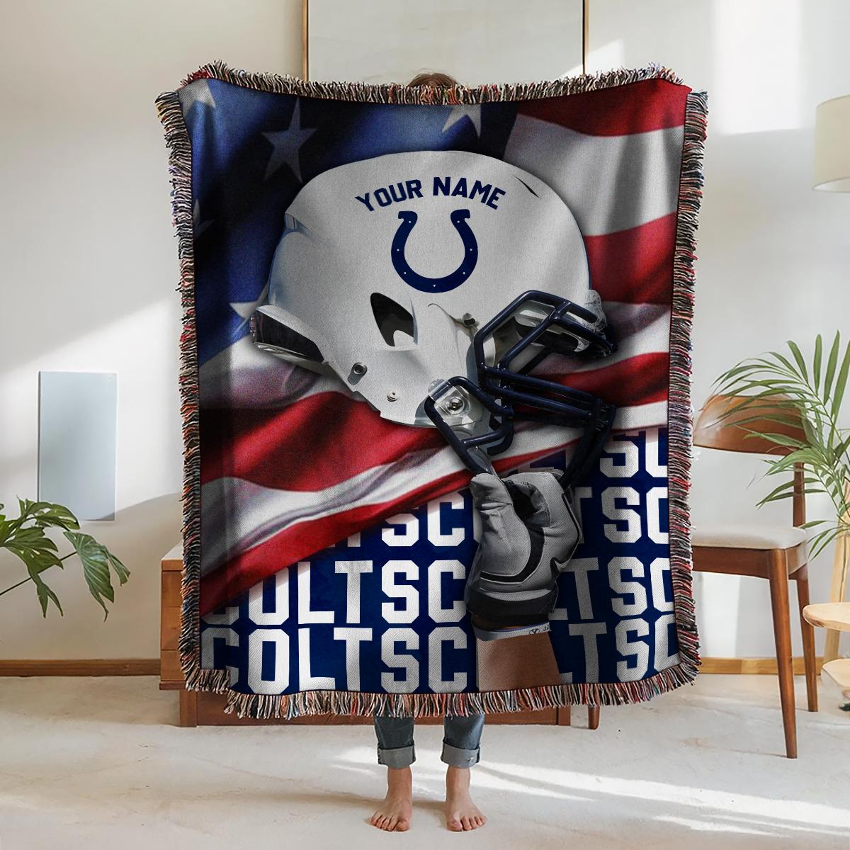 Indianapolis Colts Premium New Woven Throw Blanket AZTNWVB000119