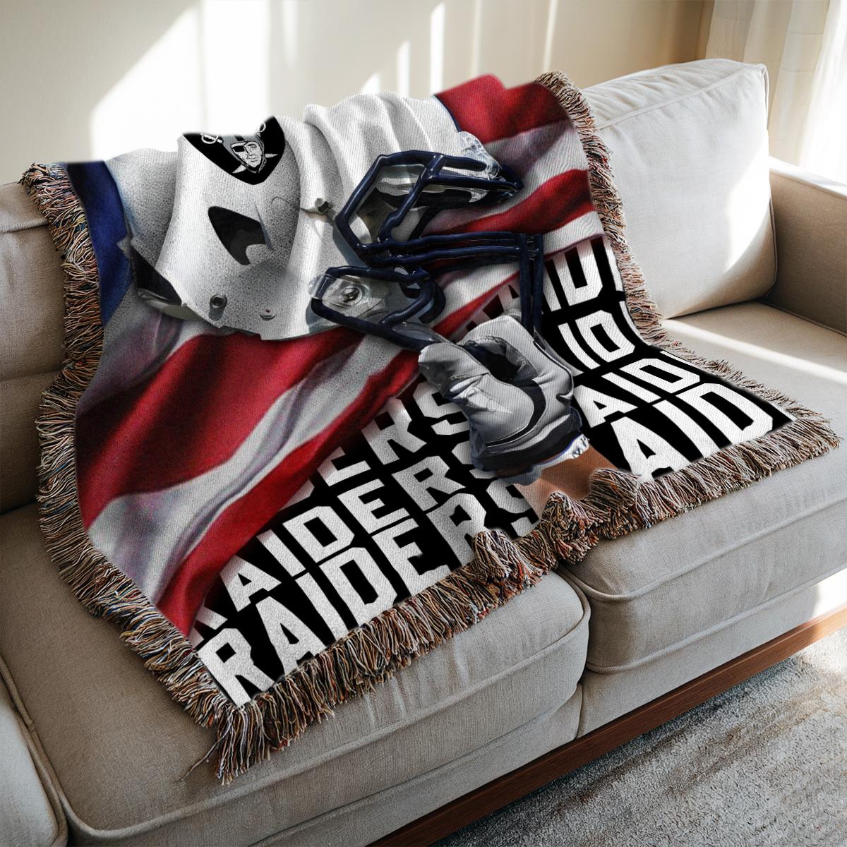 Las Vegas Raiders Premium New Woven Throw Blanket AZTNWVB000122