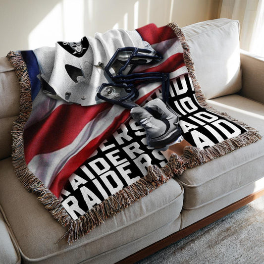 Las Vegas Raiders Premium New Woven Throw Blanket AZTNWVB000122