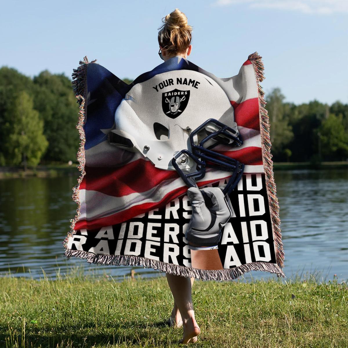 Las Vegas Raiders Premium New Woven Throw Blanket AZTNWVB000122