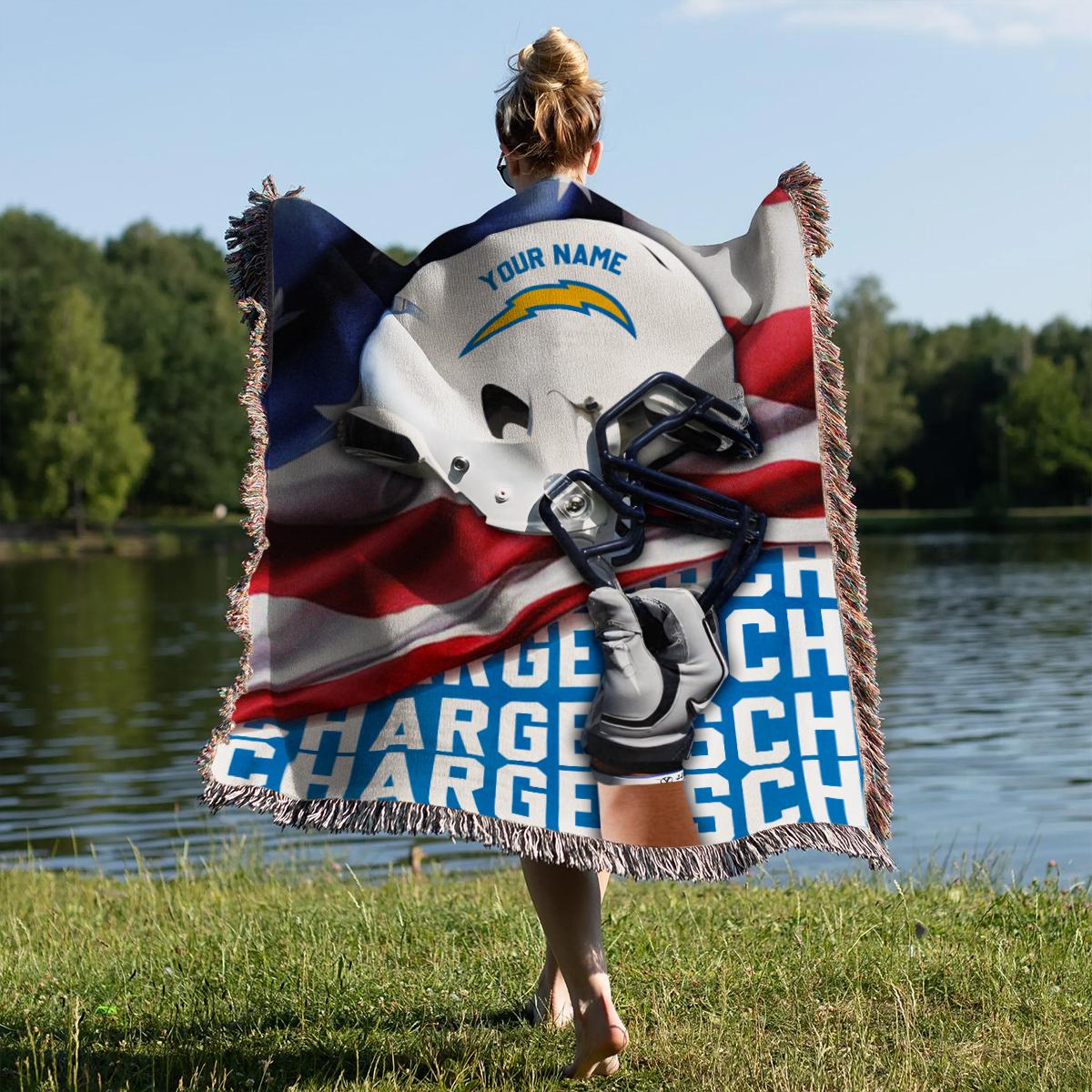Los Angeles Chargers Premium New Woven Throw Blanket AZTNWVB000123