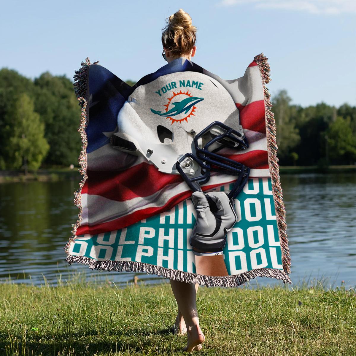 Miami Dolphins Premium New Woven Throw Blanket AZTNWVB000124