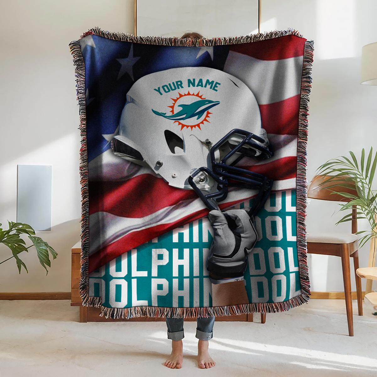 Miami Dolphins Premium New Woven Throw Blanket AZTNWVB000124
