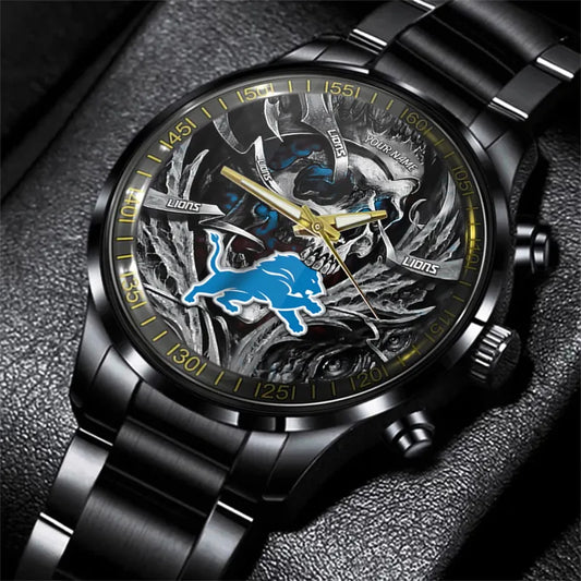 Detroit Lions Black Fashion Watch Gifts For Sport Fans AZWATCH47-1