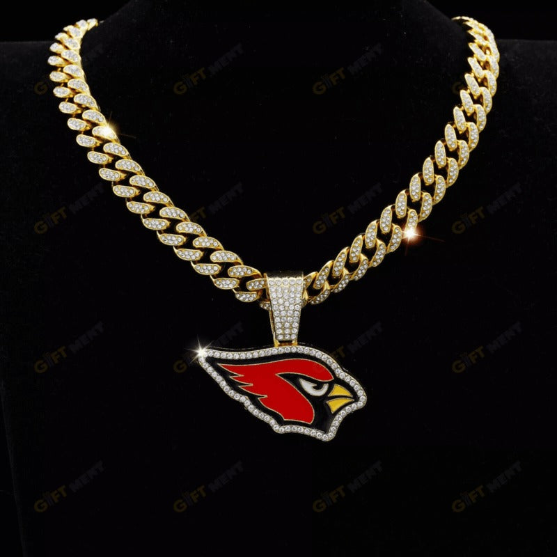 Arizona Cardinals Hip Hop Iced Out Bling Pendant Cuban Chain