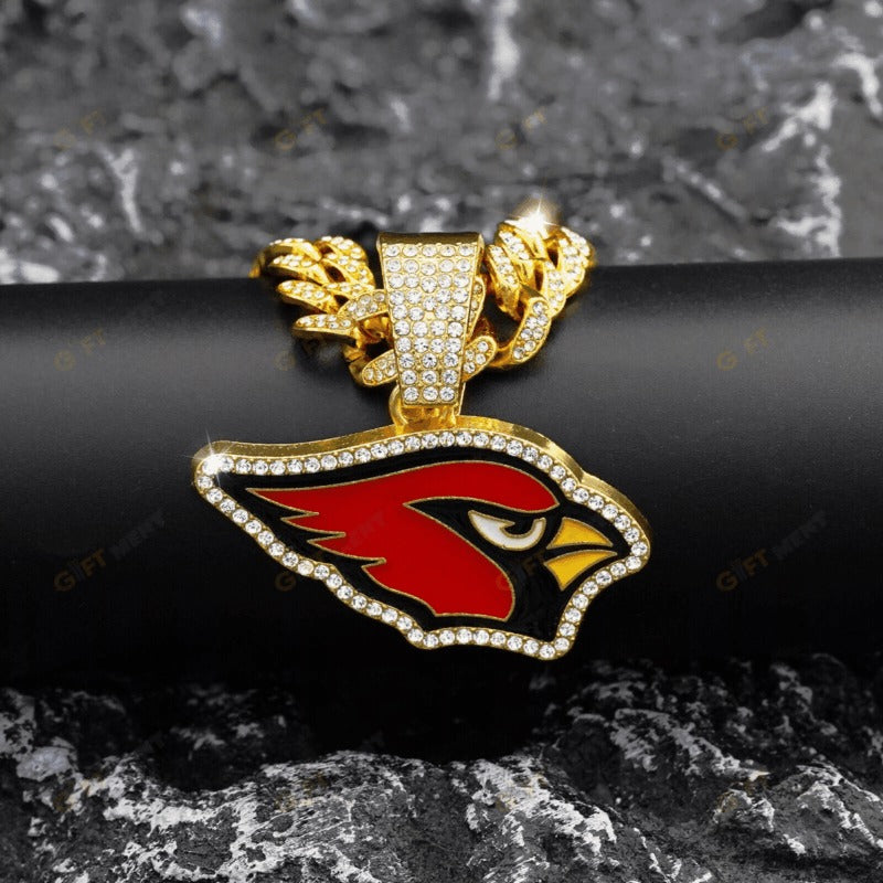 Arizona Cardinals Hip Hop Iced Out Bling Pendant Cuban Chain