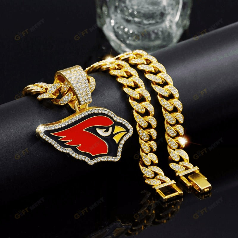 Arizona Cardinals Hip Hop Iced Out Bling Pendant Cuban Chain