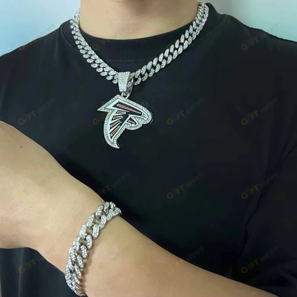 Atlanta Falcons Hip Hop Iced Out Bling Pendant Cuban Chain