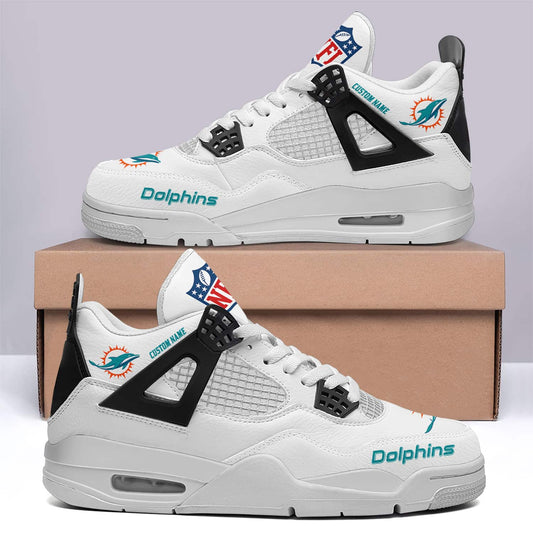 Miami Dolphins Personalized AJ4 Sneaker BG291