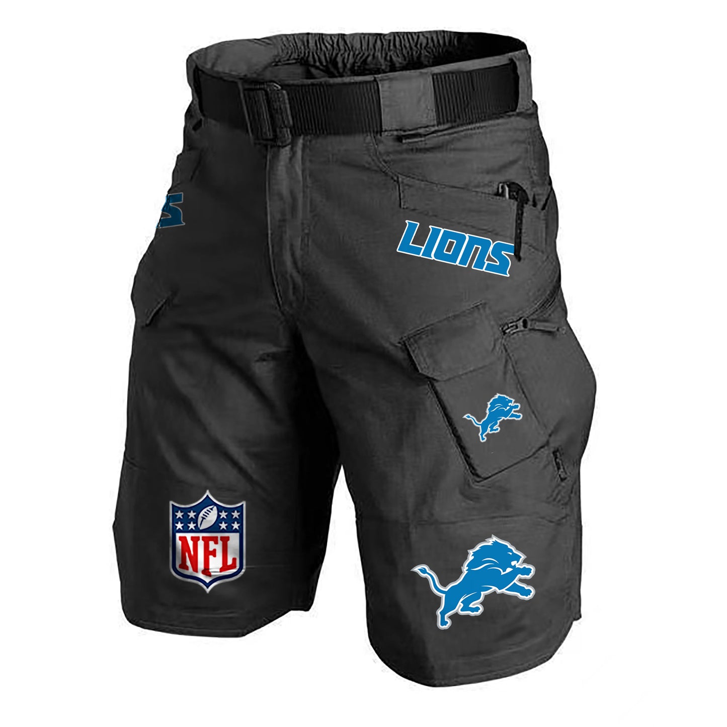 Detroit Lions Limited Edition Front Pockets Men Shorts (Belt Not Included) AZBTFPMS000193