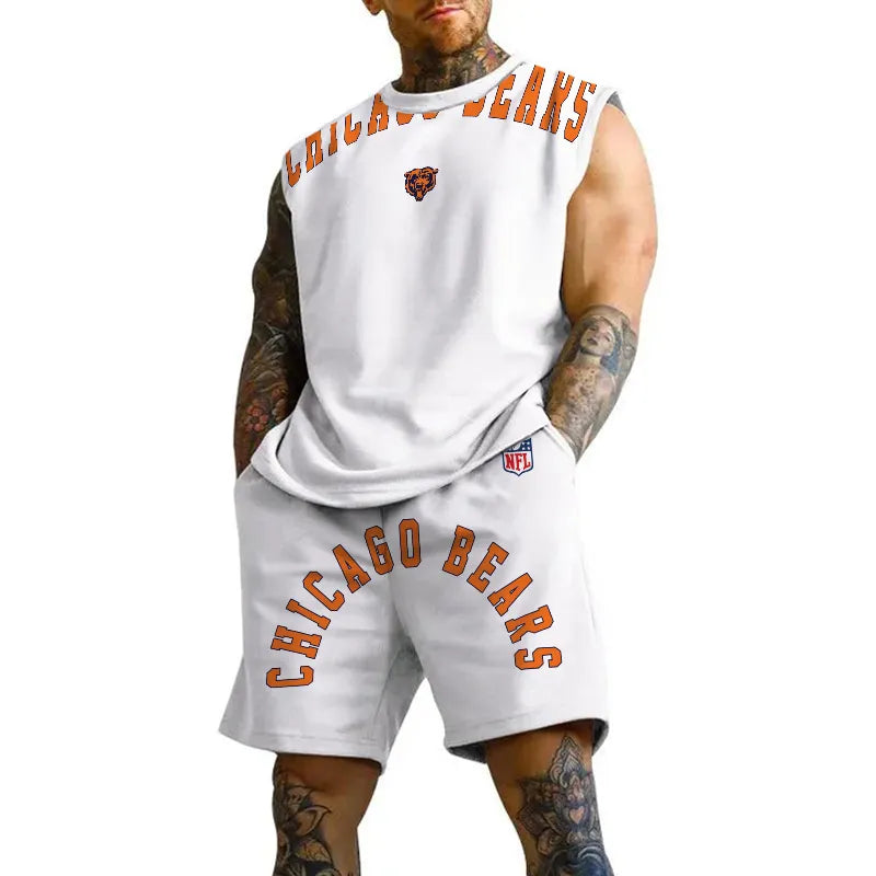 Chicago Bears Combo Men Jersey Tank Top and Shorts AZICOTATTMS00018