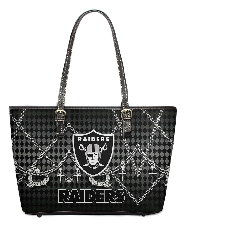 Las Vegas Raiders Women Leather Tote Hand Bag BB52