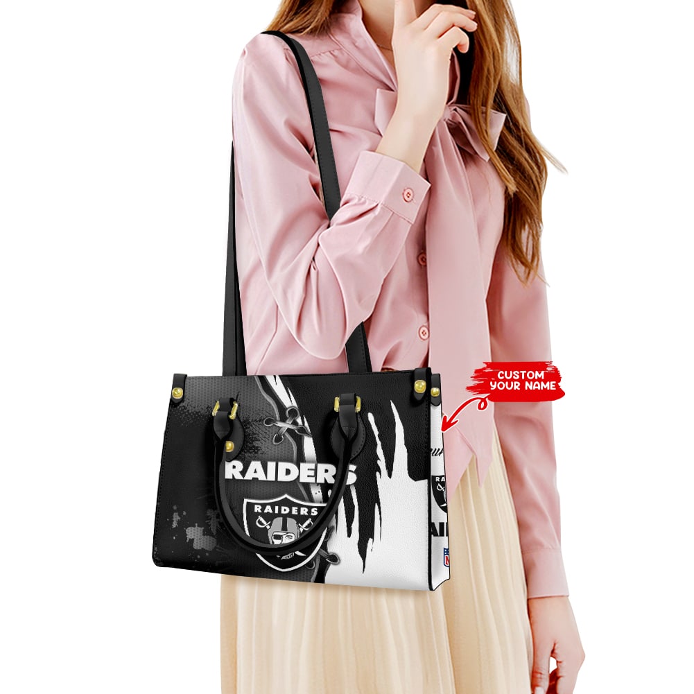 Las Vegas Raiders Personalized Leather Hand Bag BB118