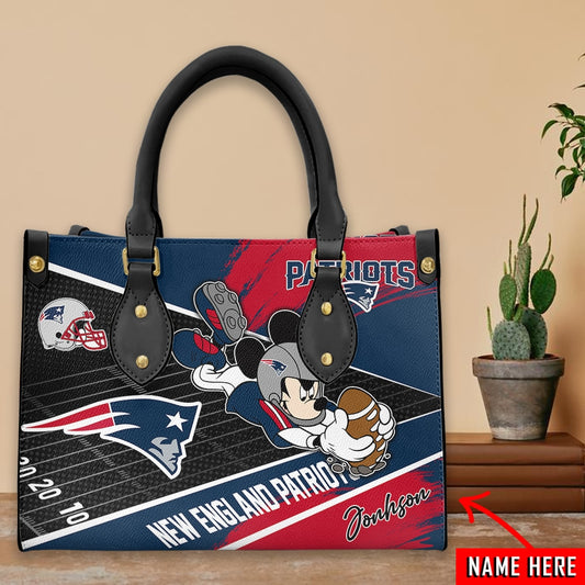 New England Patriots Personalized Leather Hand Bag BB204