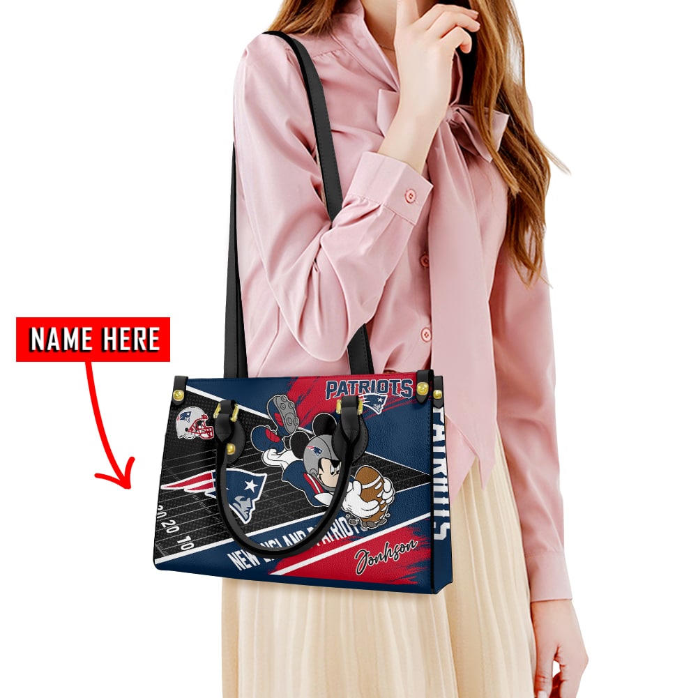 New England Patriots Personalized Leather Hand Bag BB204