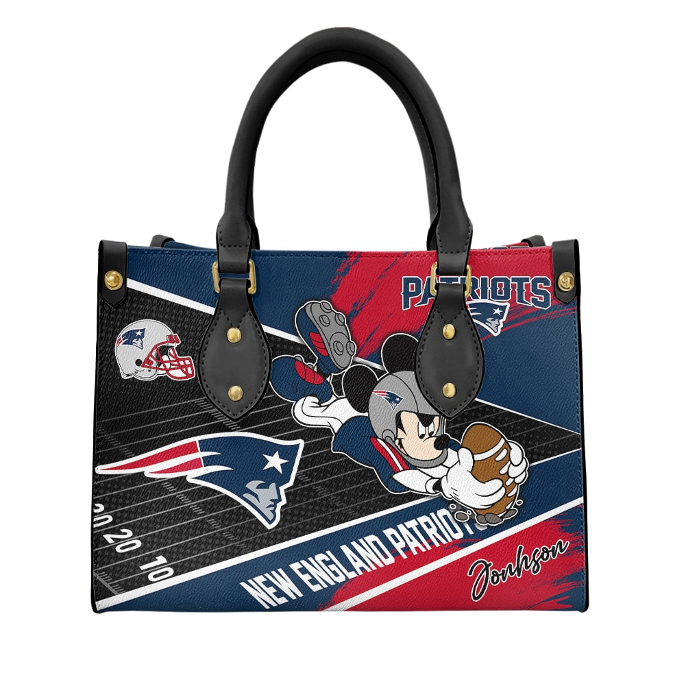 New England Patriots Personalized Leather Hand Bag BB204