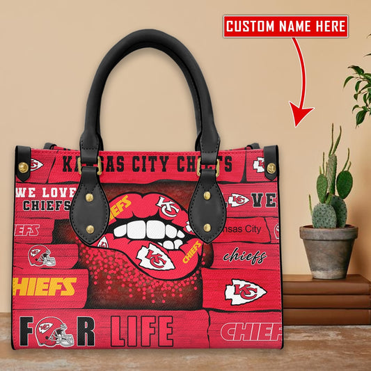 Kansas City Chiefs Personalized Leather Hand Bag BB285