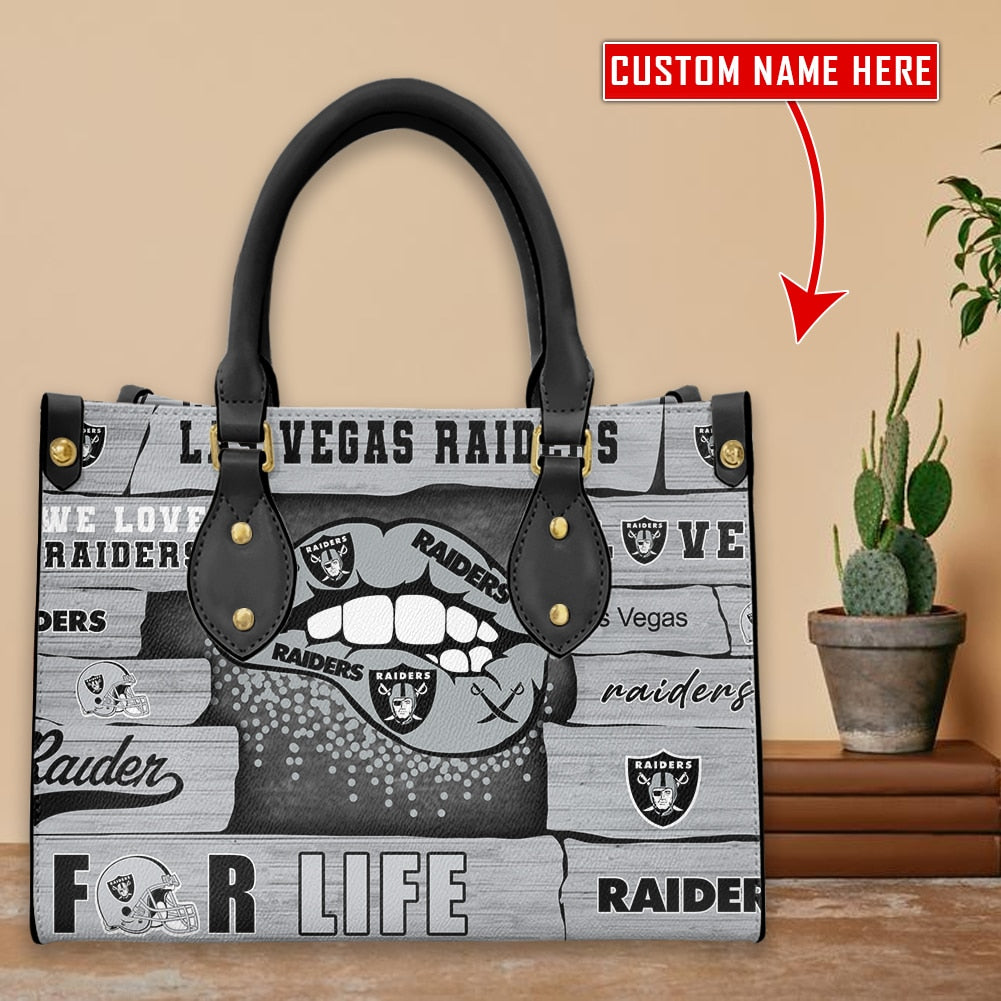Las Vegas Raiders Personalized Leather Hand Bag BB286