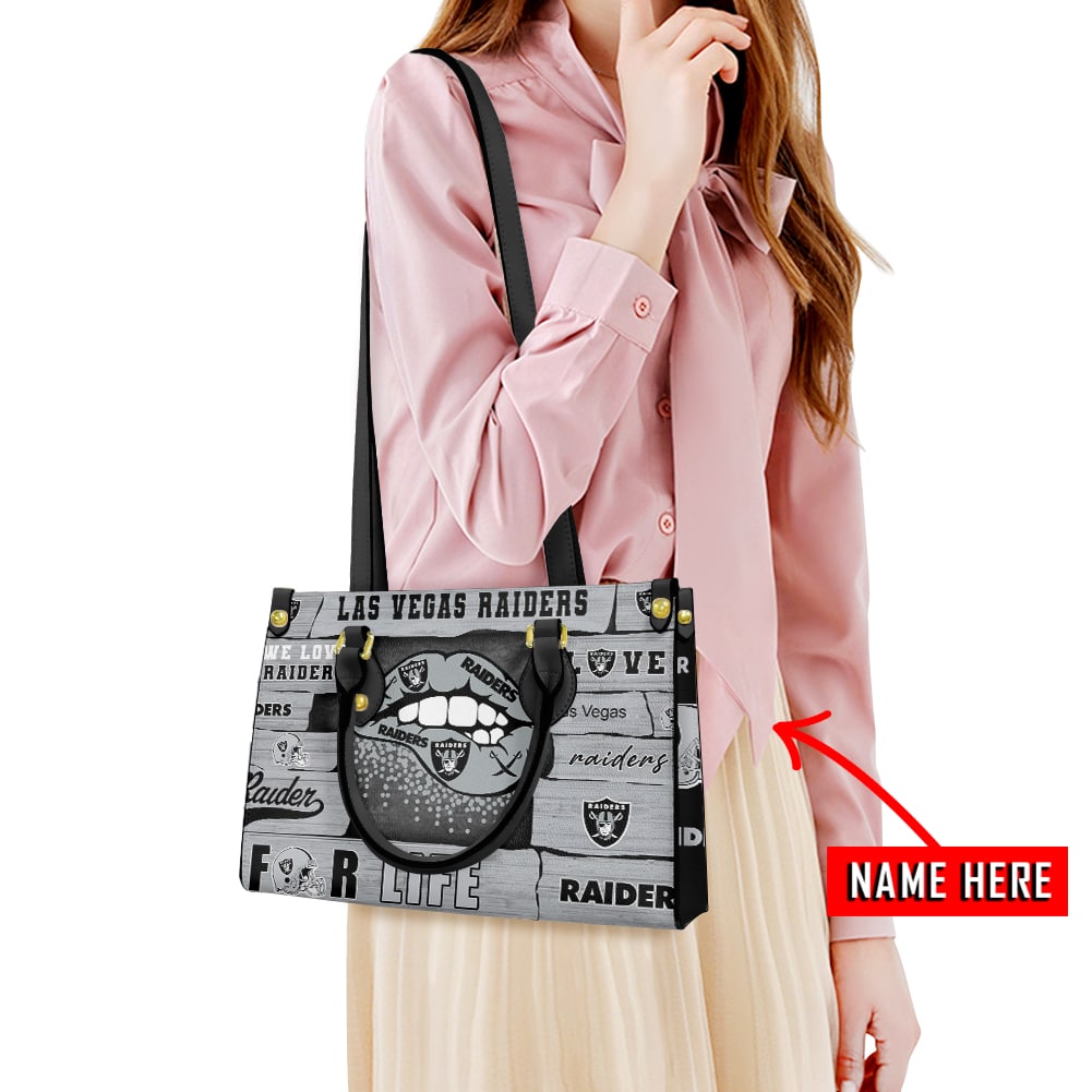 Las Vegas Raiders Personalized Leather Hand Bag BB286