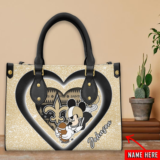 New Orleans Saints Personalized Leather Hand Bag BB291