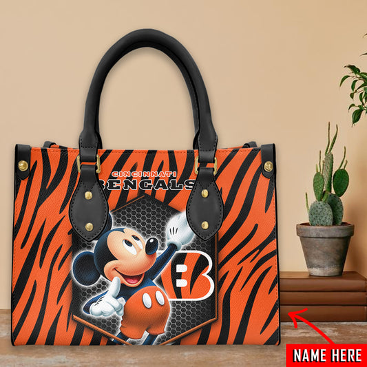 Cincinnati Bengals Leather Personalized Hand Bag BB305