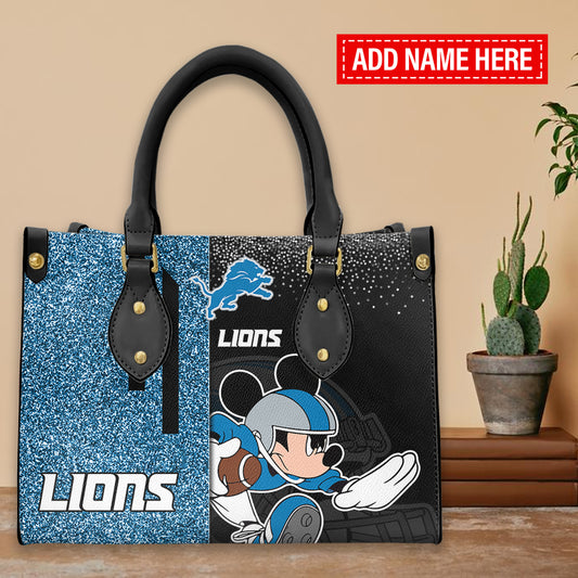 Detroit Lions Personalized Leather Hand Bag BBLTHB461