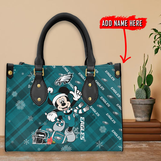 Philadelphia Eagles Personalized Christmas Leather Hand Bag BBLTHB463