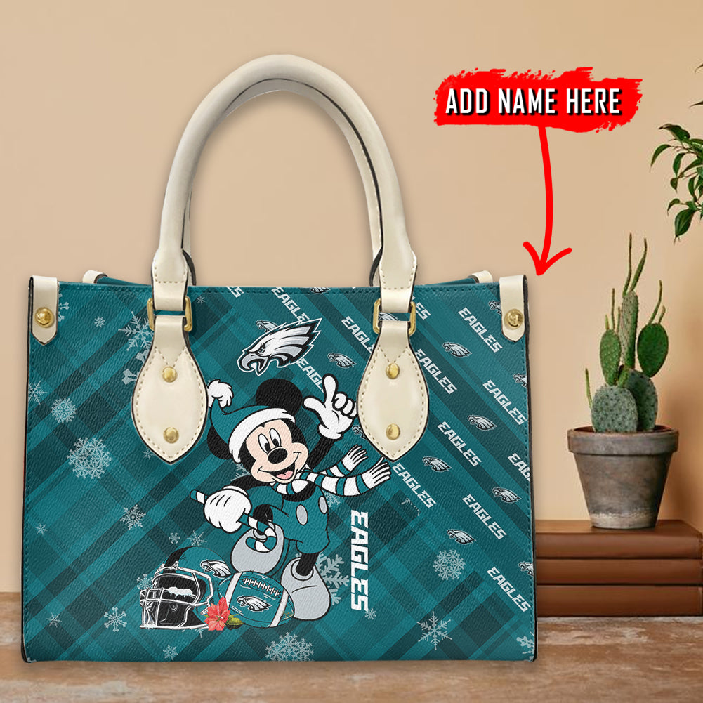 Philadelphia Eagles Personalized Christmas Leather Hand Bag BBLTHB463