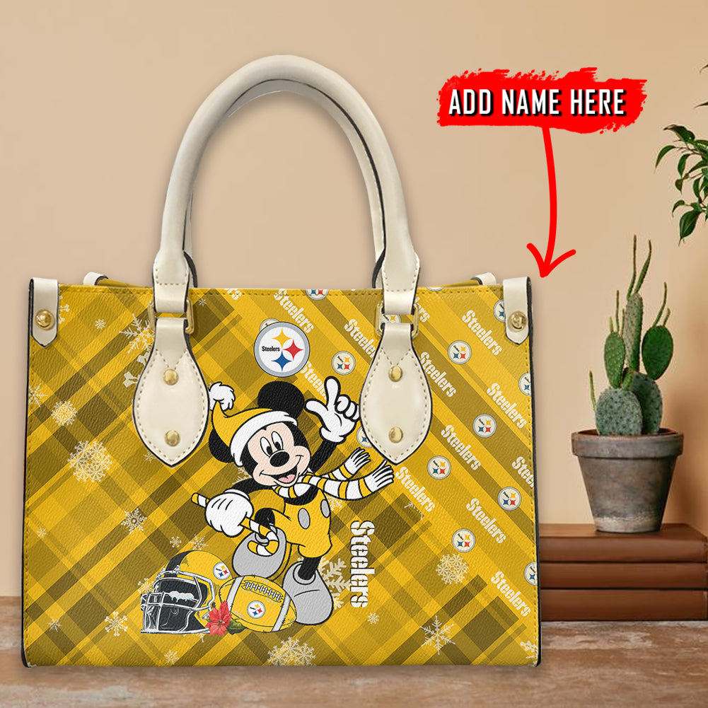 Pittsburgh Steelers Personalized Christmas Leather Hand Bag BBLTHB470