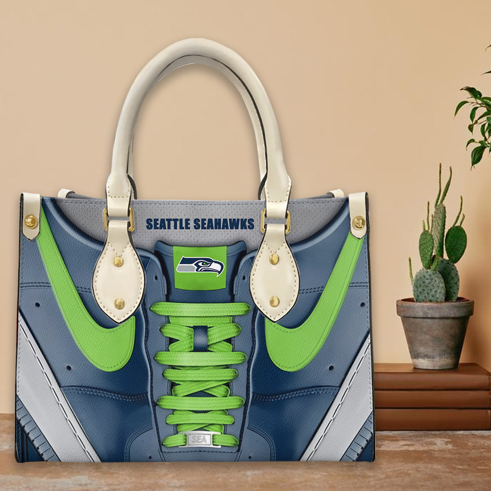 Seattle Seahawks Personalized Leather Hand Bag BBLTHB676