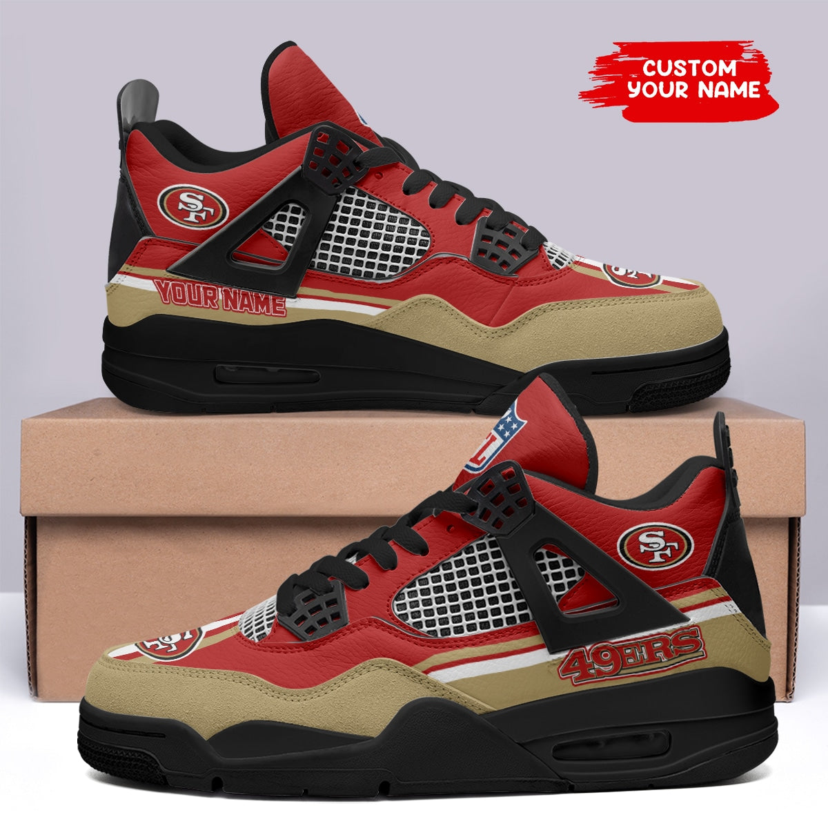 San Francisco 49ers Personalized AJ4 Sneaker BG269