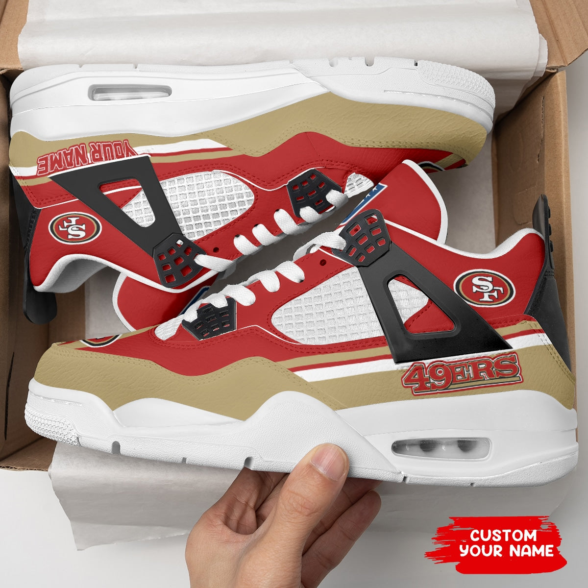 San Francisco 49ers Personalized AJ4 Sneaker BG269