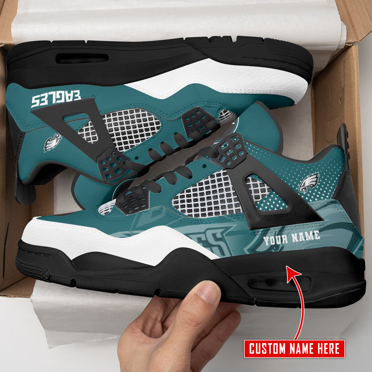 Philadelphia Eagles Personalized AJ4 Sneaker BG308