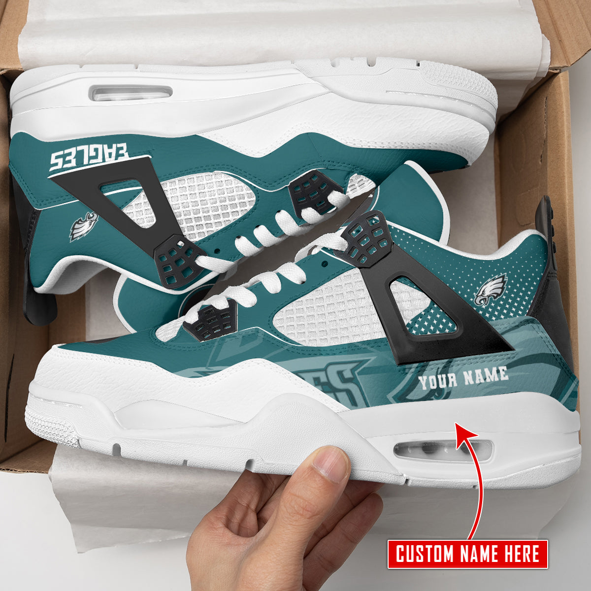 Philadelphia Eagles Personalized AJ4 Sneaker BG308