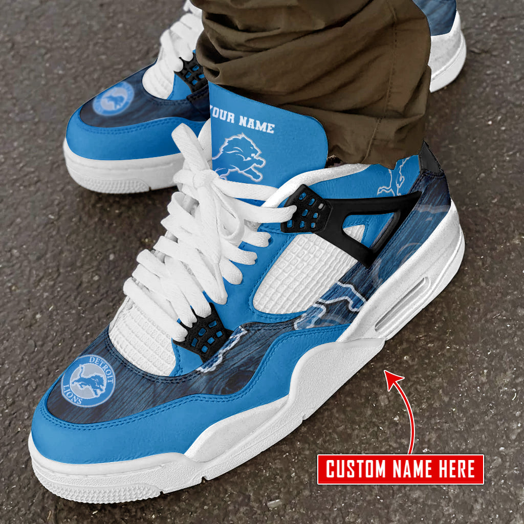 Detroit Lions Personalized AJ4 Sneaker BG309